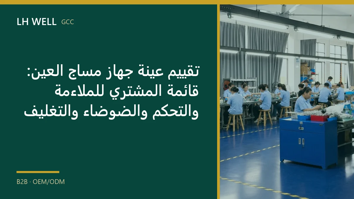 غلاف دليل: تقييم عينة جهاز مساج العين: قائمة المشتري للملاءمة والتحكم والضوضاء والتغليف