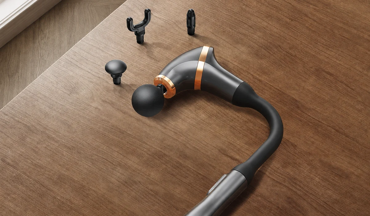 مسدس مساج برأس مائل وأربعة رؤوس وثلاثة أوضاع LH-003 — استخدام لاسلكي وشحن USB